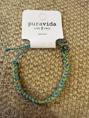Pura Vida Braided Bracelet in Teal & Yellow